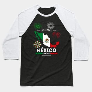 Celebrando Mexico Playera de la Independencia de Mexico Mexican Independence Day Baseball T-Shirt